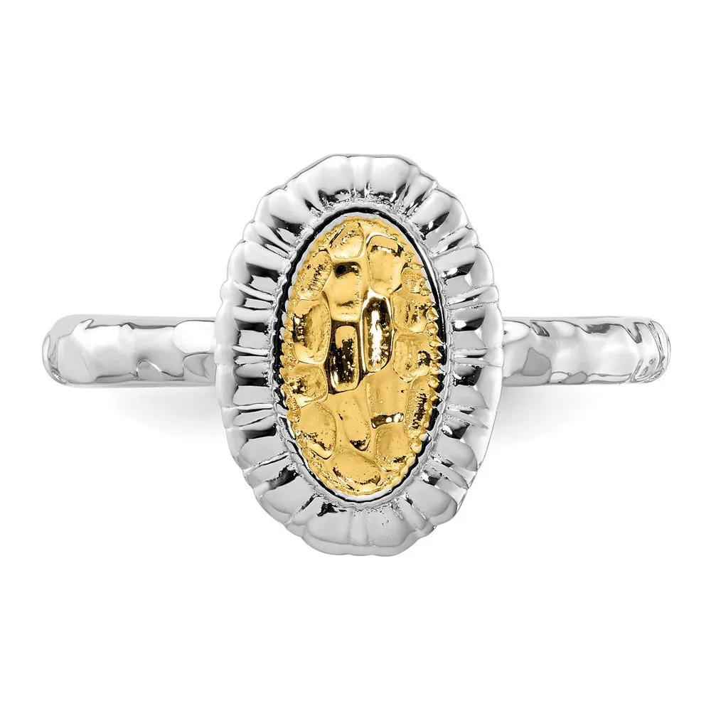 Stackable Expressions Gold-Plated Oval Ring in Sterling Silver