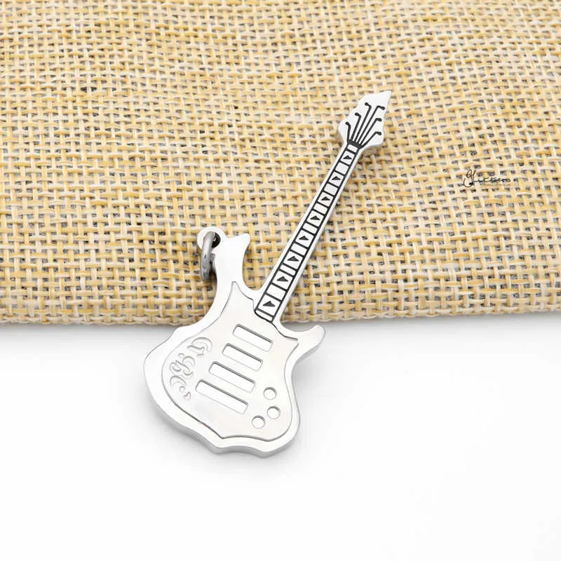 Stainless Steel Electric Guitar Pendant - Silver