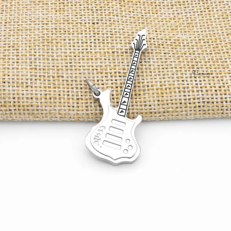 Stainless Steel Electric Guitar Pendant - Silver