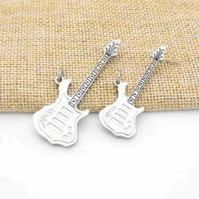 Stainless Steel Electric Guitar Pendant - Silver