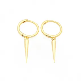 Sterling Silver Dangle Spike One-Touch Hoop Earrings - Gold