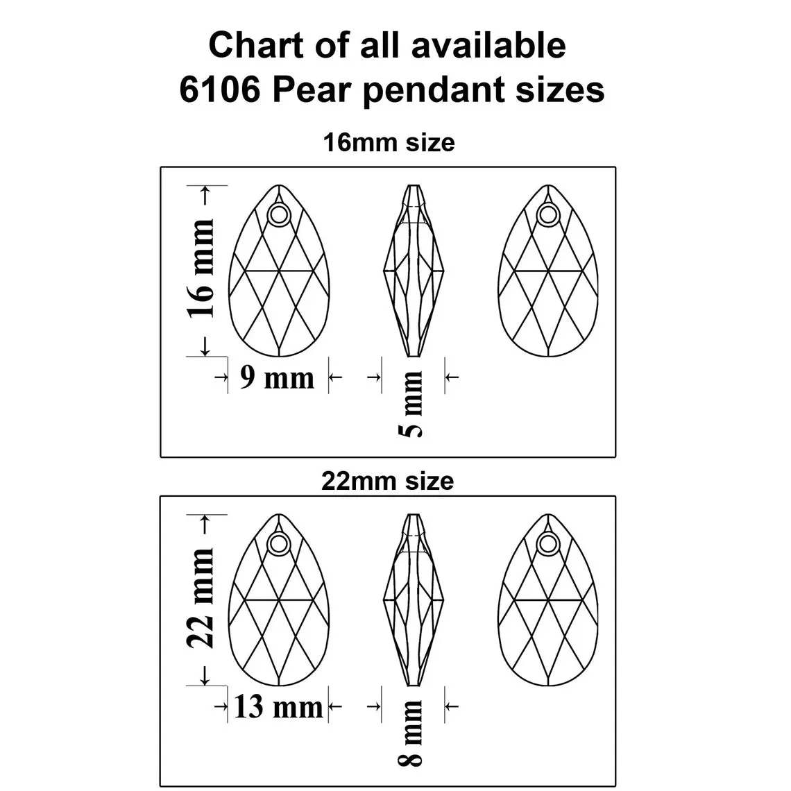 Swarovski Crystal 6106 Pear Pendants