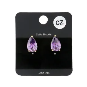 Teardrop CZ Stone Stud Earrings