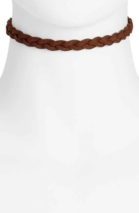 Vanessa Mooney Braided Suede Choker Brown