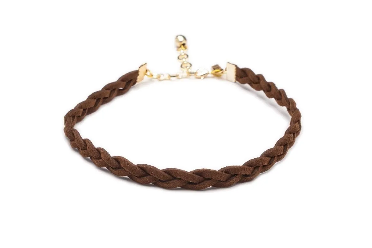 Vanessa Mooney Braided Suede Choker Brown