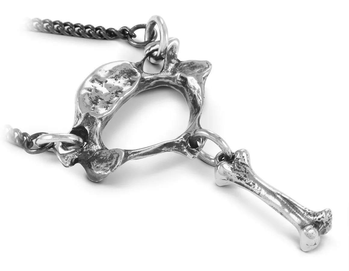 Vertebra & Bone Necklace - Silver