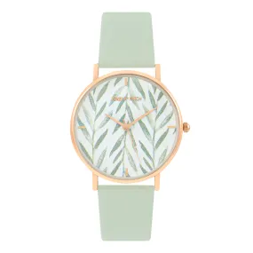 Very Leafy Green PU Strap Watch