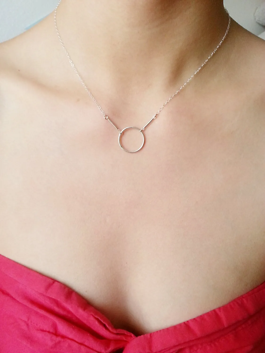 Wholesale Dainty Circle Necklace / Karma Necklace, 14k Gold Fill or Sterling Silver, Dainty Circle Outline, Sterling Silver Karma Necklace