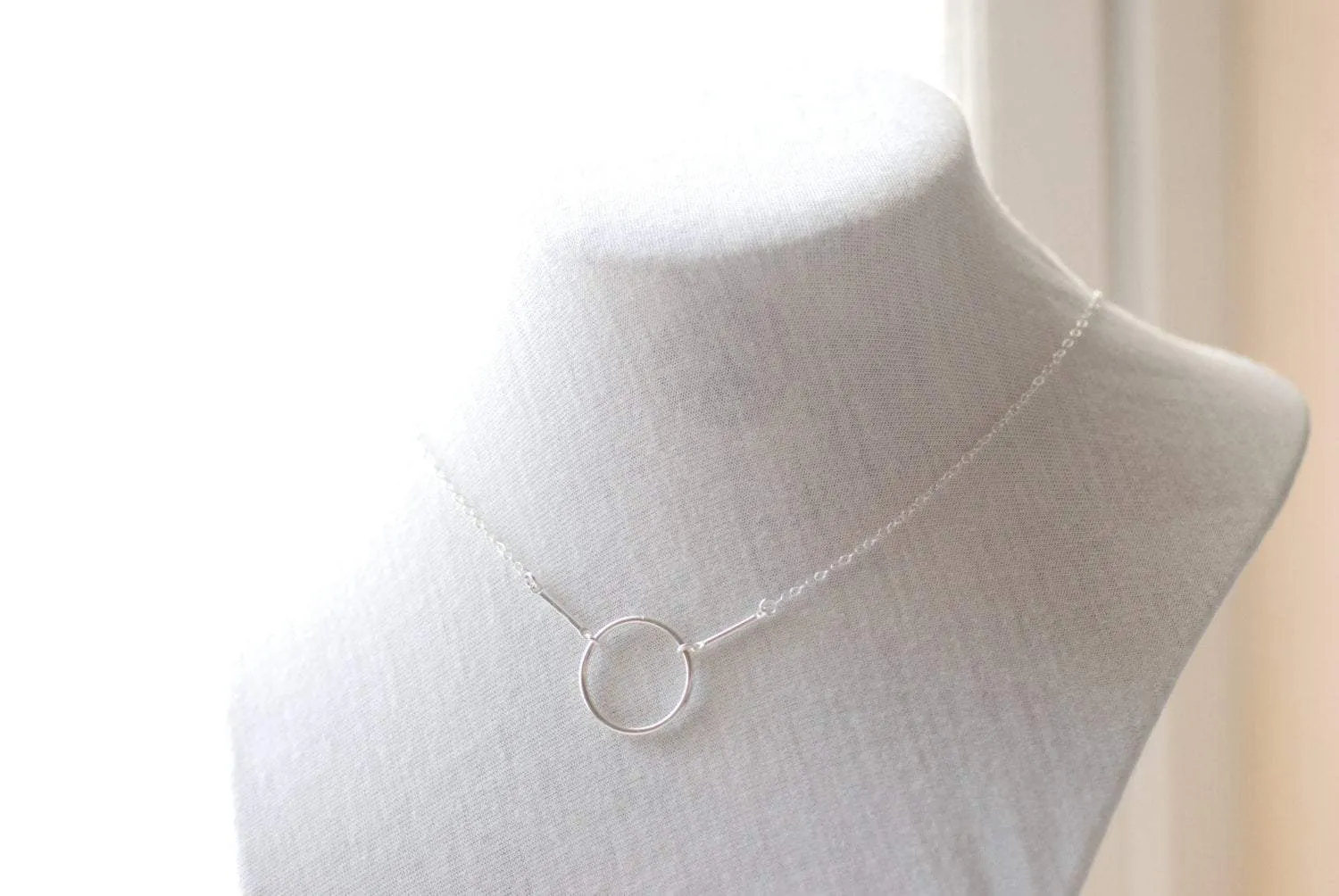 Wholesale Dainty Circle Necklace / Karma Necklace, 14k Gold Fill or Sterling Silver, Dainty Circle Outline, Sterling Silver Karma Necklace